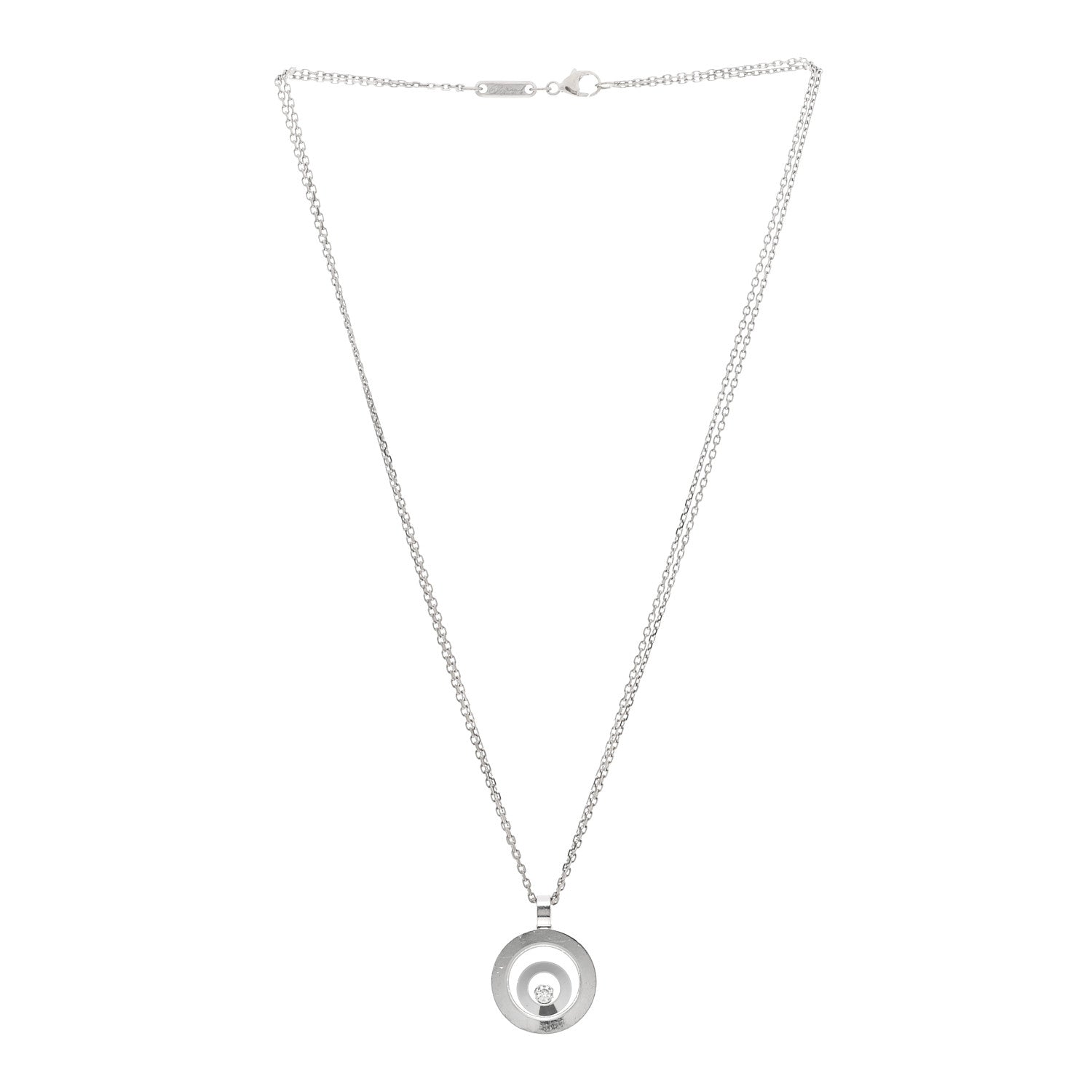 Chopard 18K White Gold Diamond Happy Spirit Pendant Necklace 3 of 6