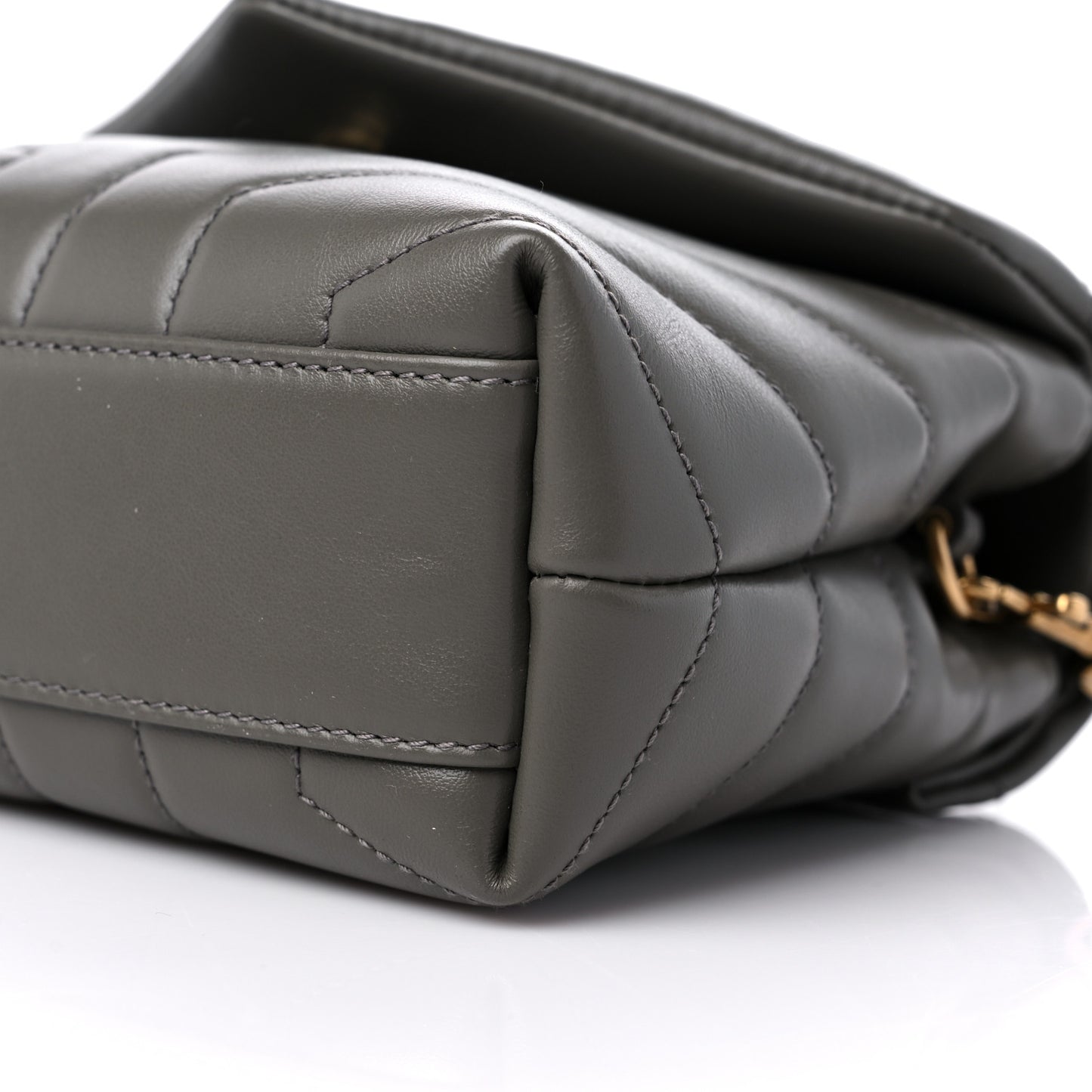 Calfskin Y Quilted Monogram Toy Loulou Crossbody Bag Grey Kaki