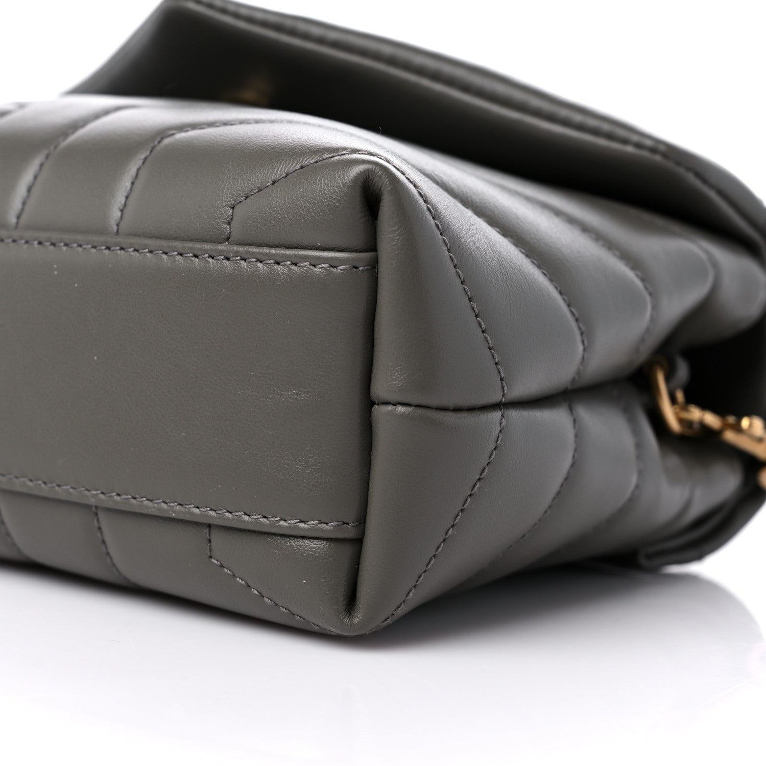 Saint Laurent Calfskin Y Quilted Monogram Toy Loulou Crossbody Bag Grey Kaki 9 of 9