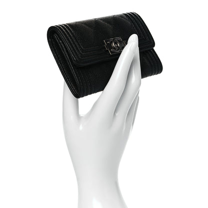 Chanel Caviar Quilted Boy Flap Card Holder Black 2 of 10