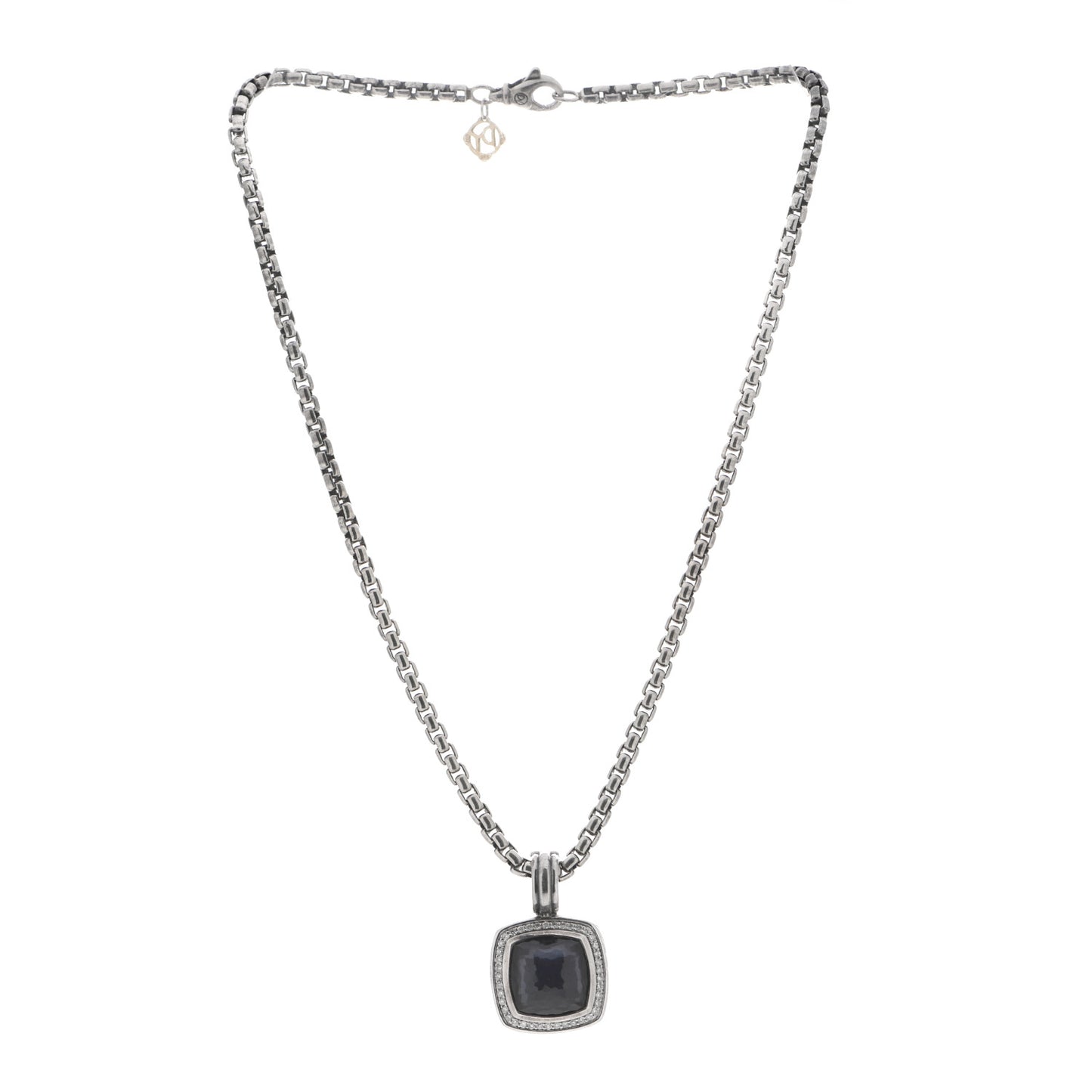 Sterling Silver 14K Yellow Gold Diamond Black Orchid 16mm Albion Pendant Necklace