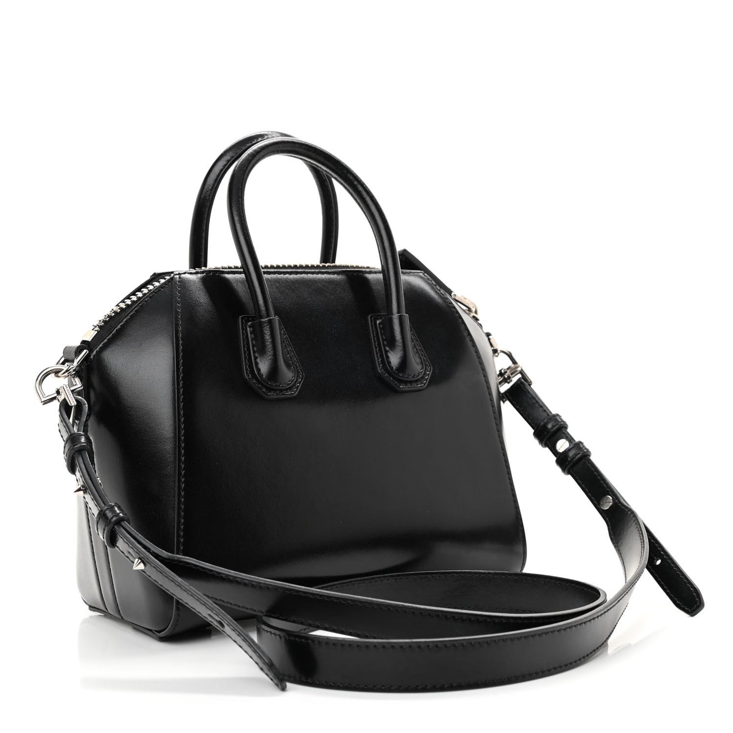 Shiny Lord Calfskin Mini Antigona Black