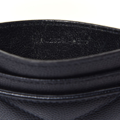 Saint Laurent Grain De Poudre Matelasse Chevron Monogram Credit Card Case Black 7 of 7