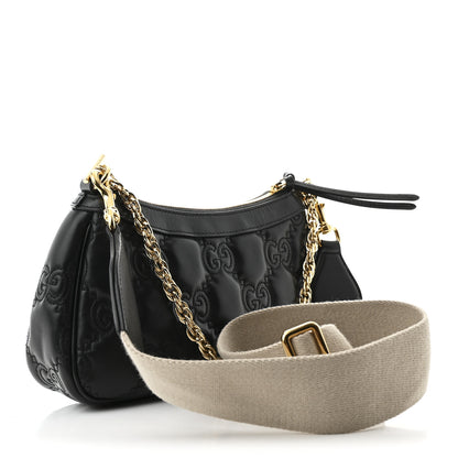 Gucci Calfskin GG Matelasse Chain Handbag Black Natural 3 of 10