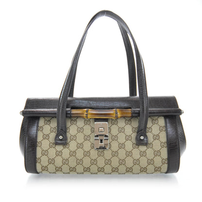 Gucci Monogram Bamboo Bullet Satchel Brown 1 of 9