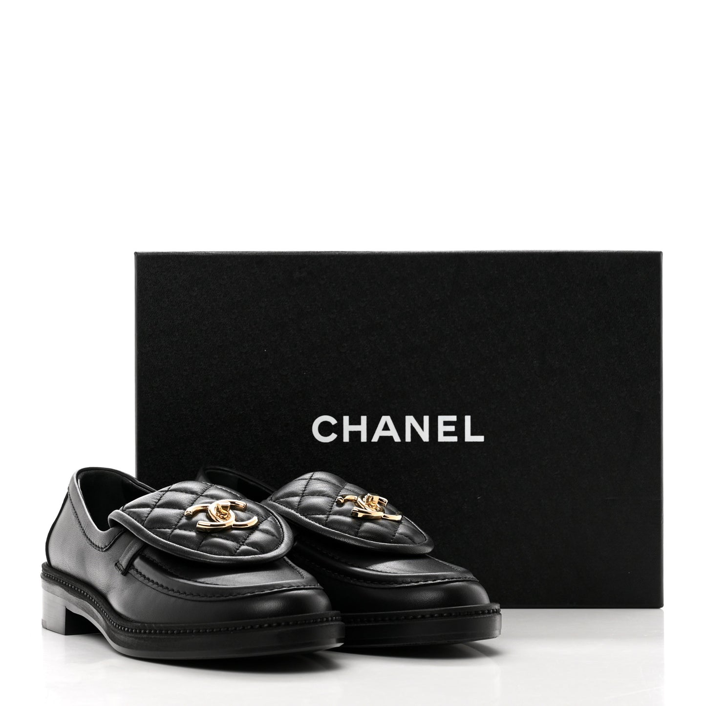 Lambskin Quilted CC Turnlock Loafers 37.5 Black