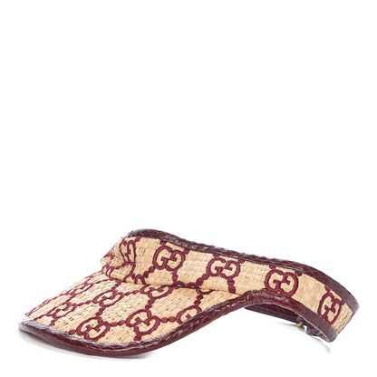 Gucci Raffia Elaphe GG Monogram Embroidered Afraa Visor L Ivory Bordeaux 1 of 7