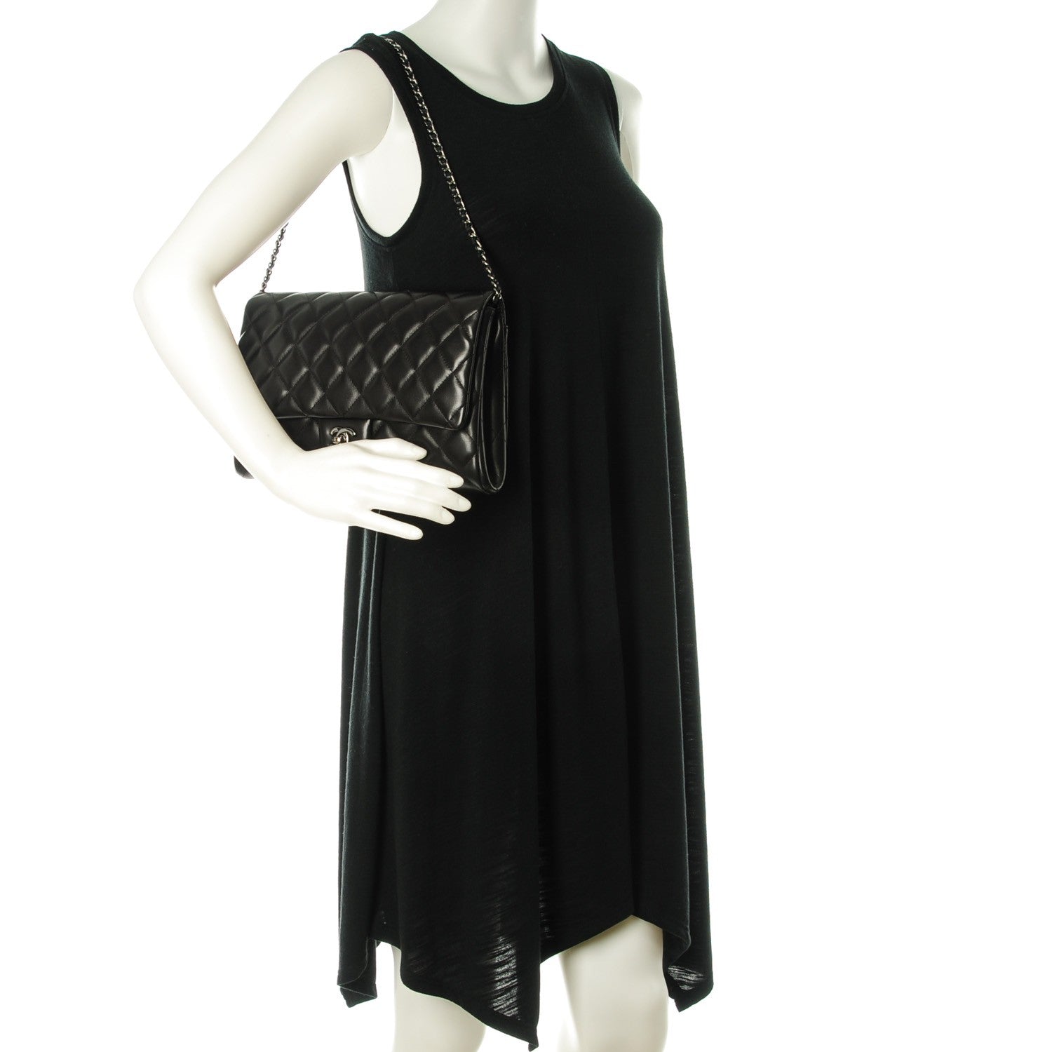 Chanel Lambskin Quilted Clutch With Chain Flap Black 2 of 8