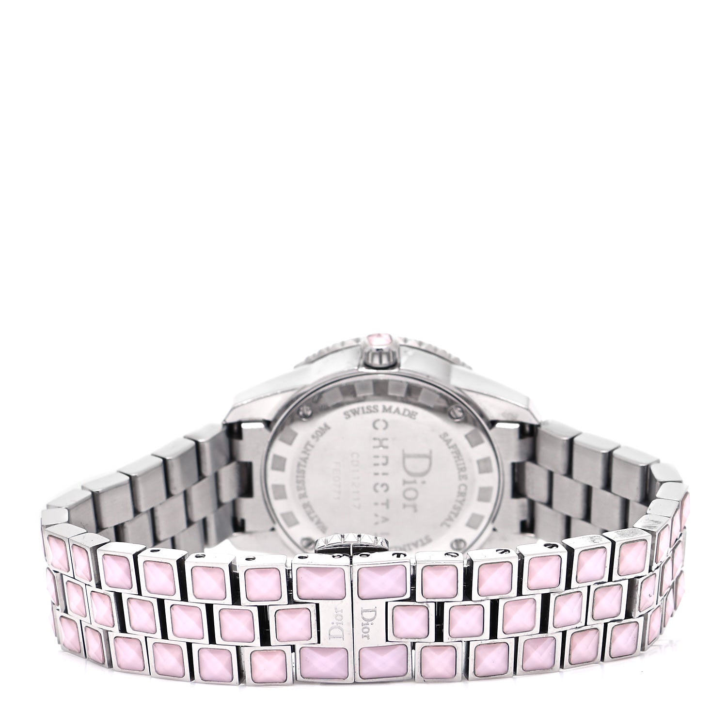 Christian Dior Stainless Steel Diamond Pave Bezel Sapphire 29mm Christal Quartz Watch Pink 3 of 5