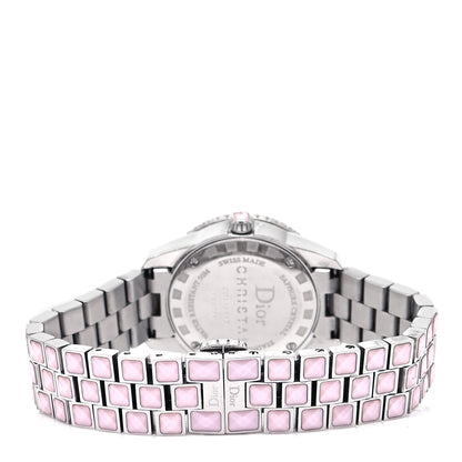 Christian Dior Stainless Steel Diamond Pave Bezel Sapphire 29mm Christal Quartz Watch Pink 3 of 5