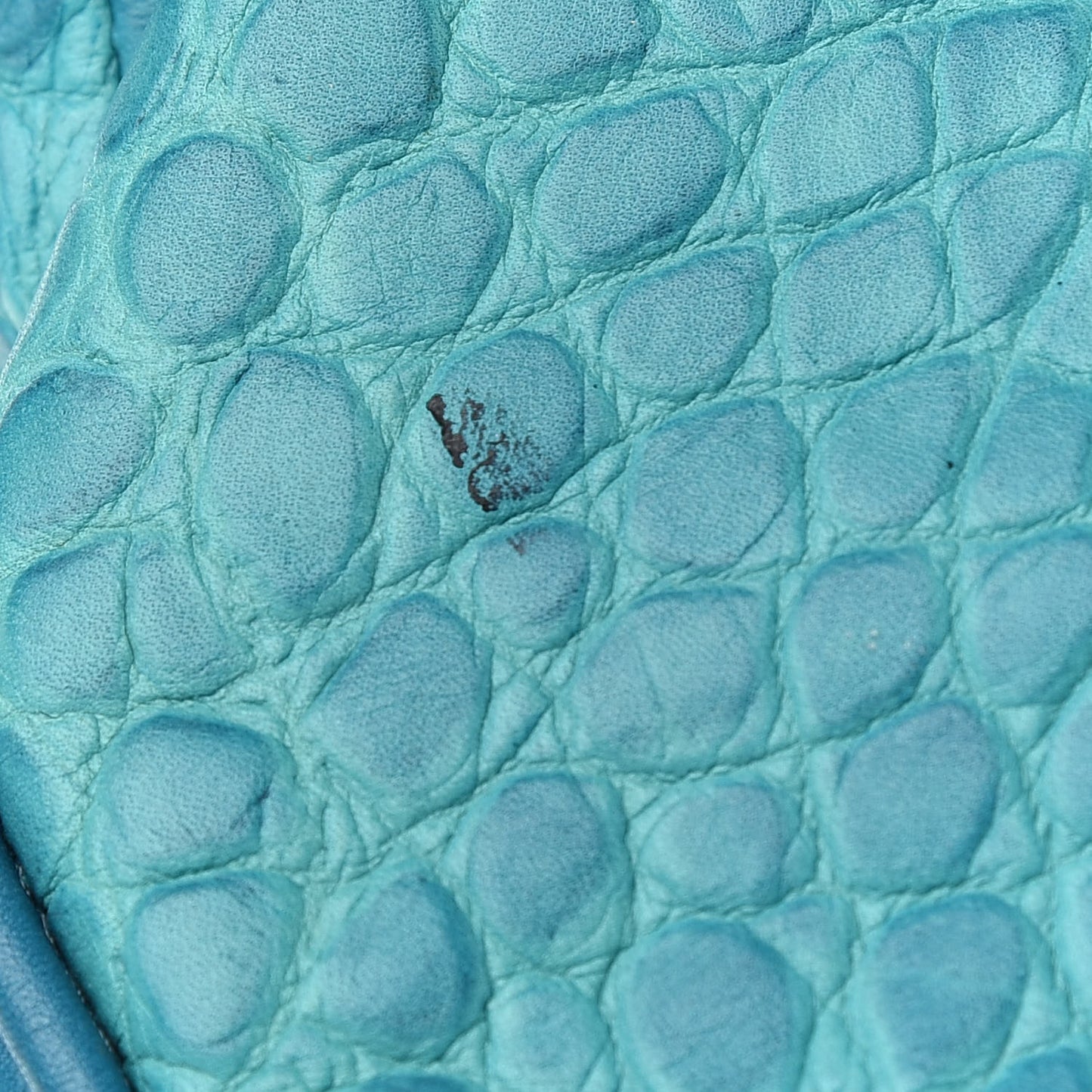 Calfskin Crocodile Embossed Shoulder Bag Blue