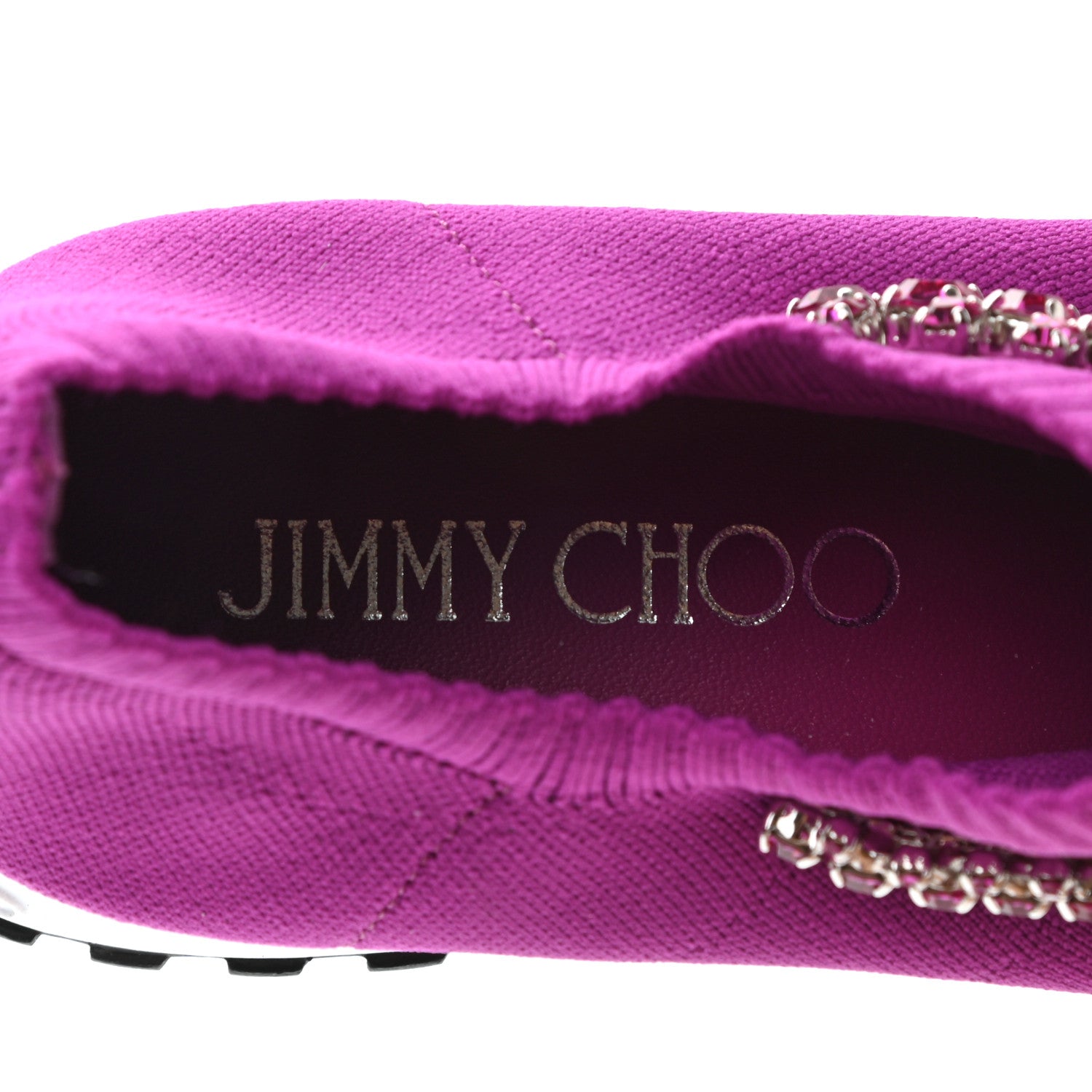 Jimmy Choo Knit Crystal Verona Sneaker 37.5 Hot Pink Fuchsia 7 of 8