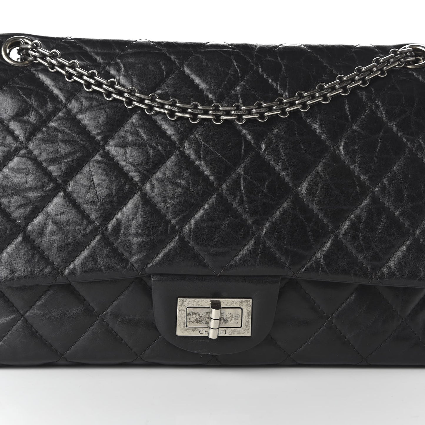 Aged Calfskin Quilted 2.55 Reissue 227 Flap Black