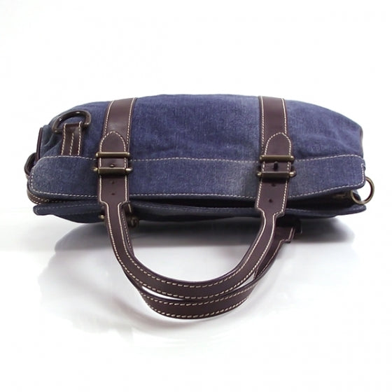 Denim Buckle Strap Shoulder Bag Blue