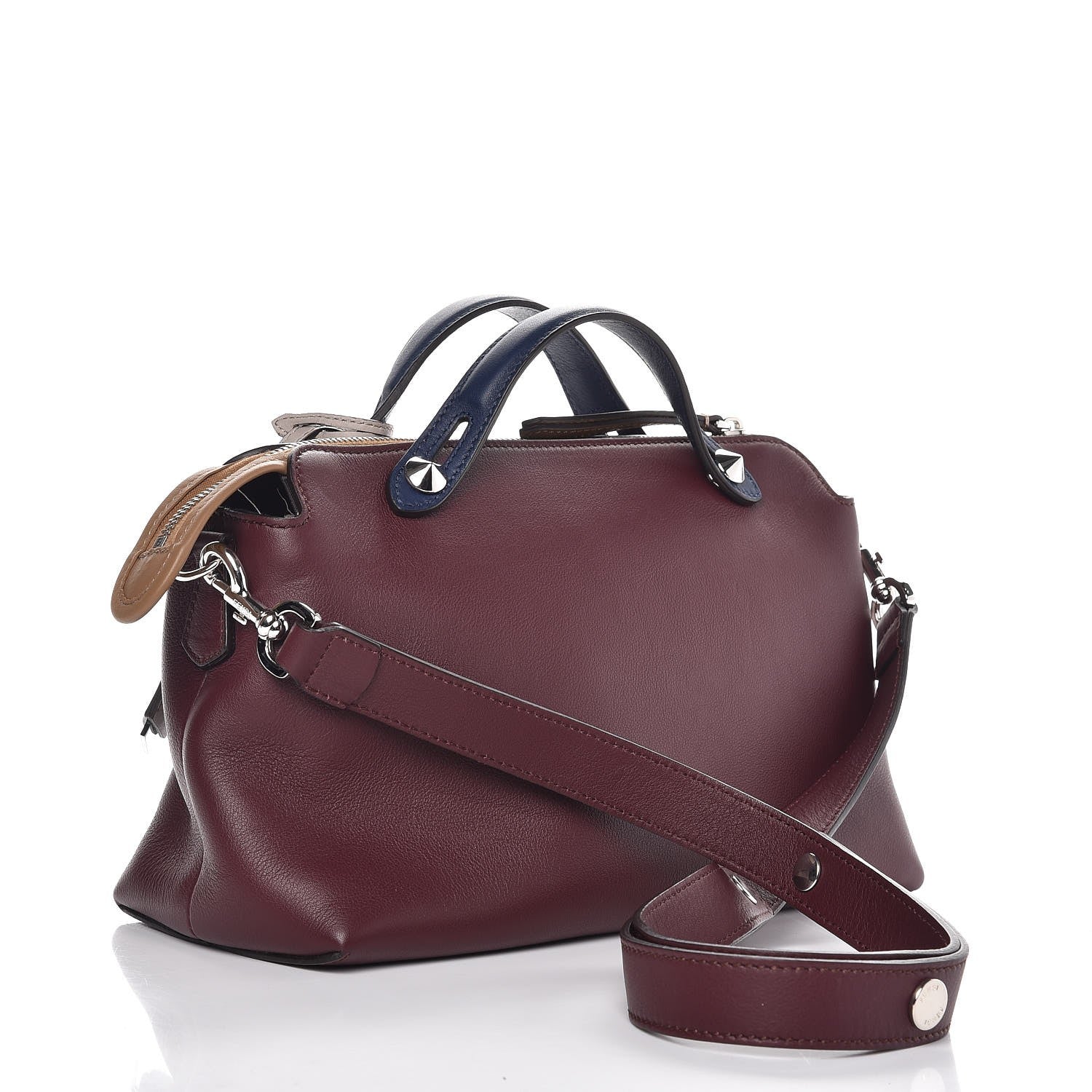 Fendi Vitello Dolce 4 Color Medium By The Way Boston Bag Bordeaux Grigio Polvere Multicolor 3 of 7