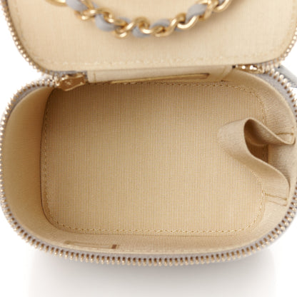 Chanel Lambskin Quilted Pearl Crush Mini Vanity Case With Chain Grey 5 of 10