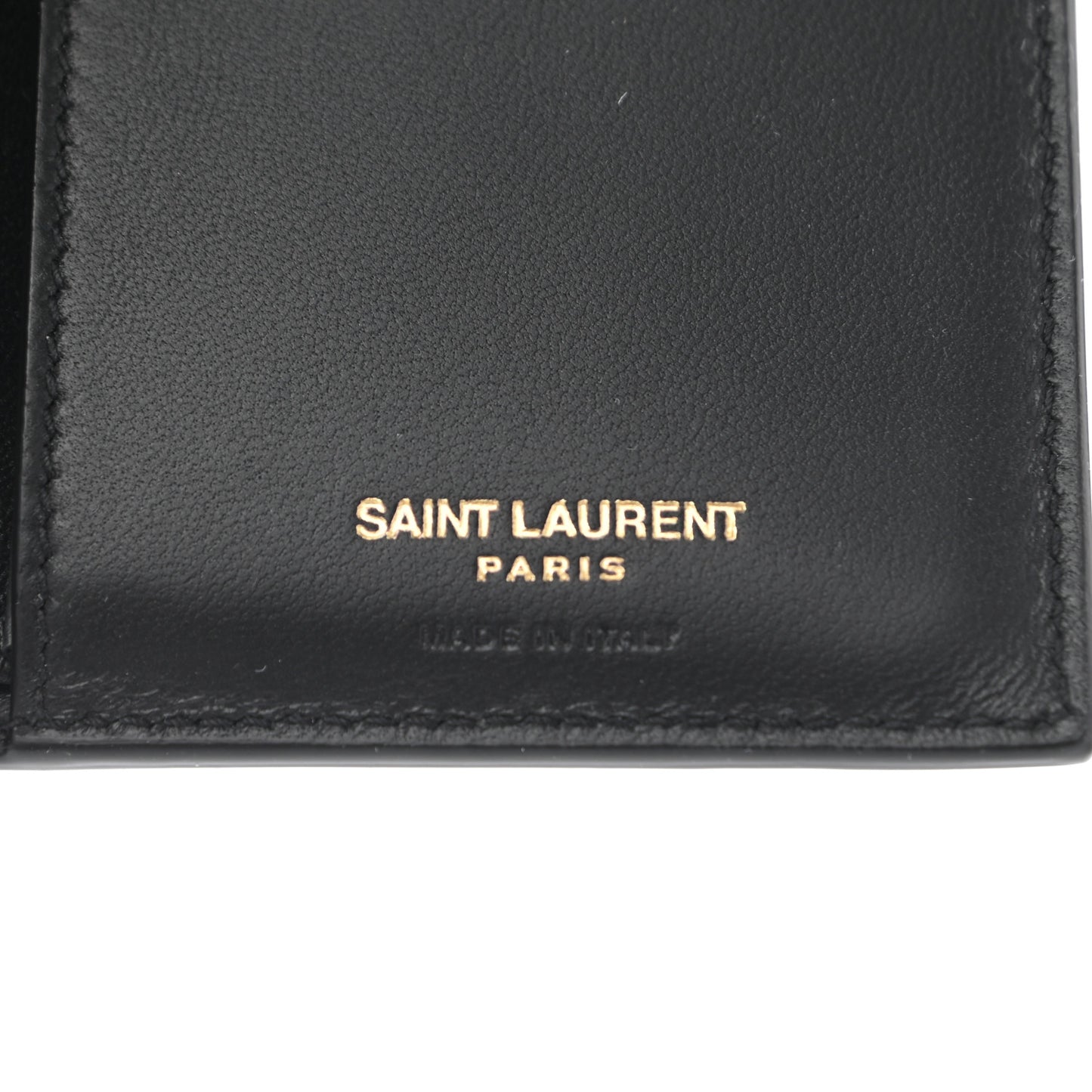 Calfskin Crocodile Embossed Tiny Monogram Credit Card Wallet Black