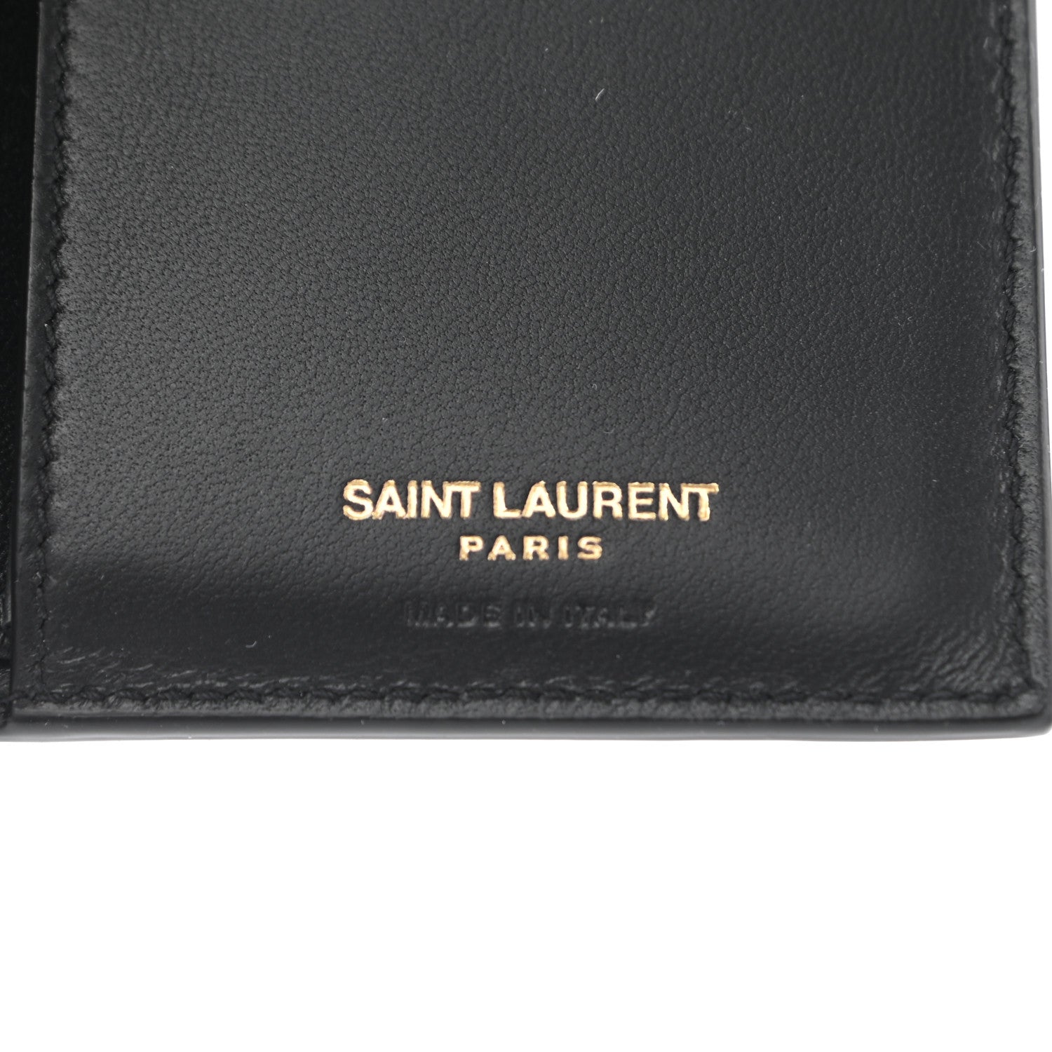 Saint Laurent Calfskin Crocodile Embossed Tiny Monogram Credit Card Wallet Black 6 of 7