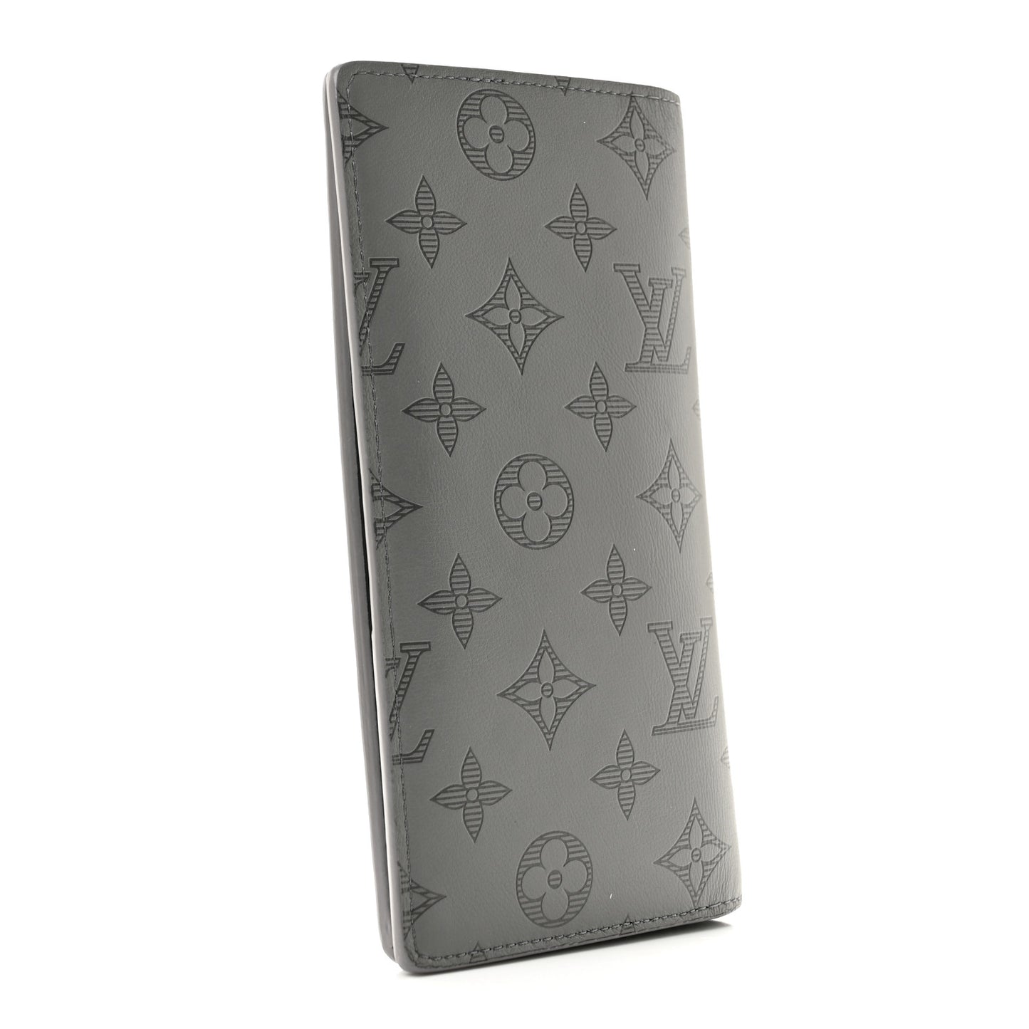 Calfskin Monogram Shadow Brazza Wallet Anthracite Gray