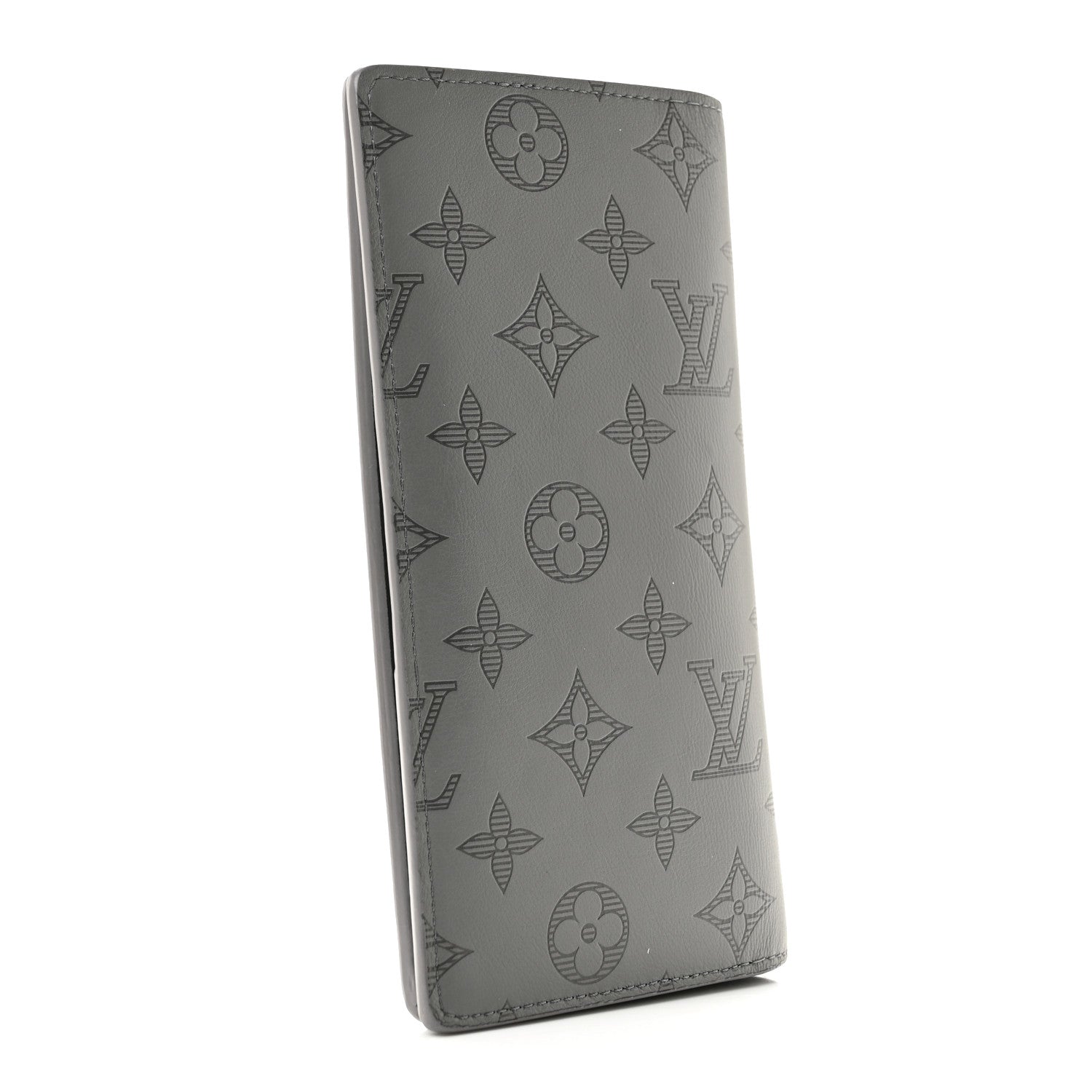 Louis Vuitton Calfskin Monogram Shadow Brazza Wallet Anthracite Gray 3 of 9