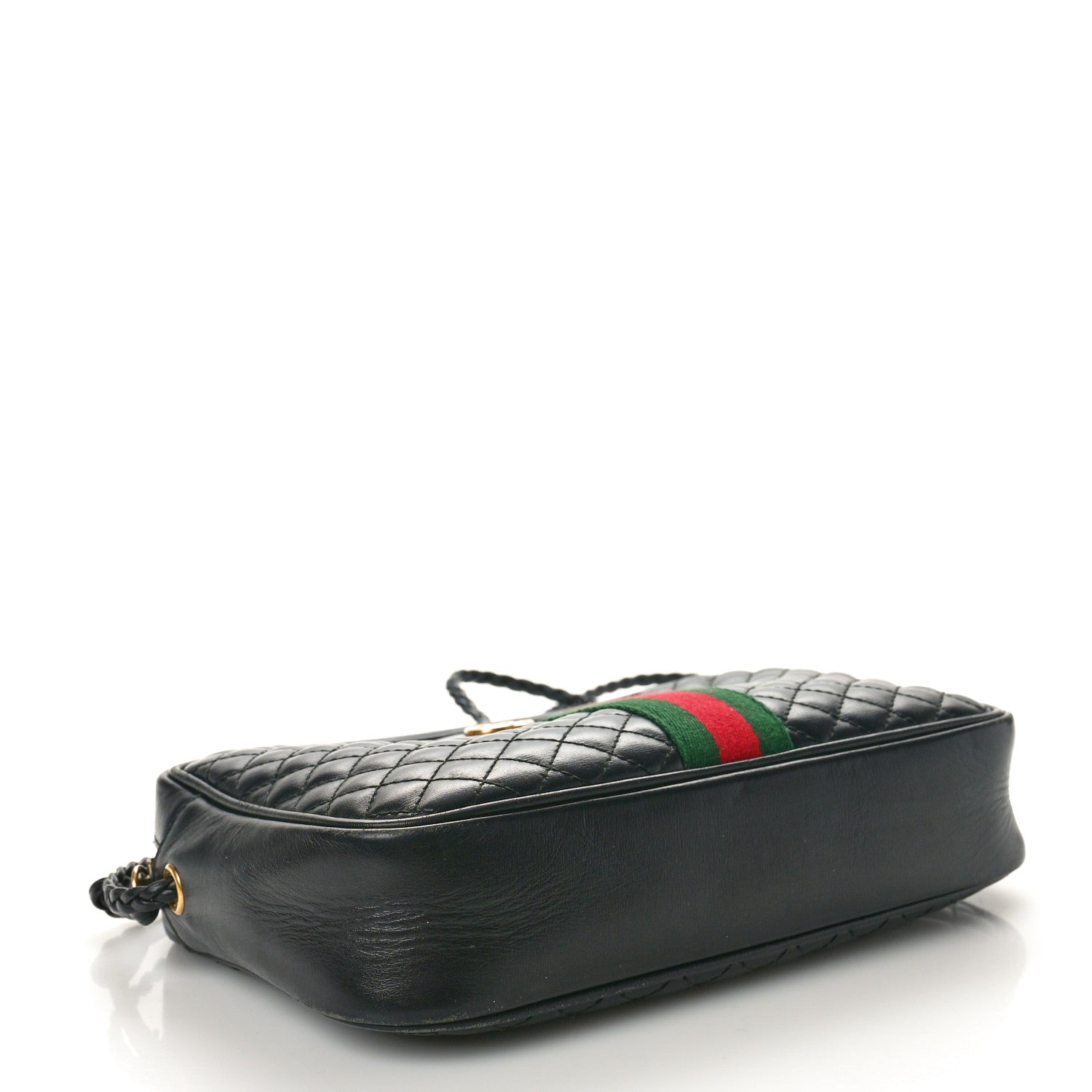 Gucci Calfskin Web Trapuntata Small GG Shoulder Bag Black 4 of 12