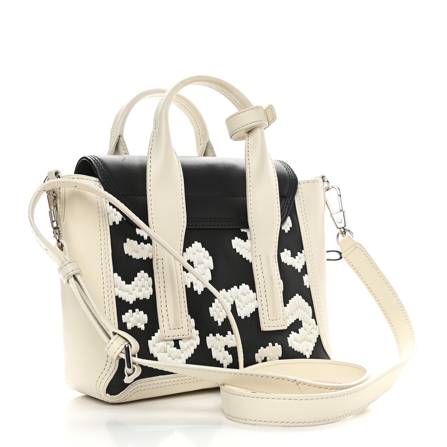 Mini Embroidered Pashli Satchel White Black