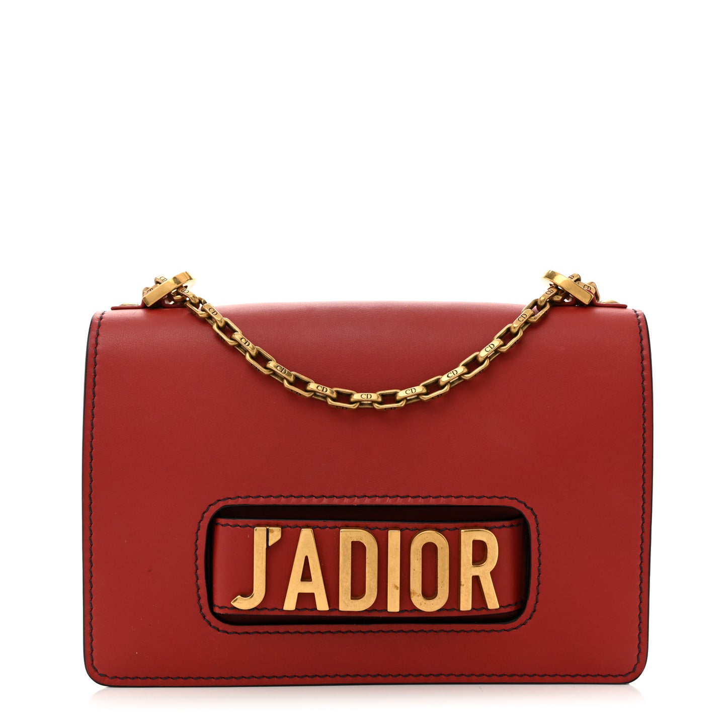 Calfskin J'Adior Chain Flap Bag Red