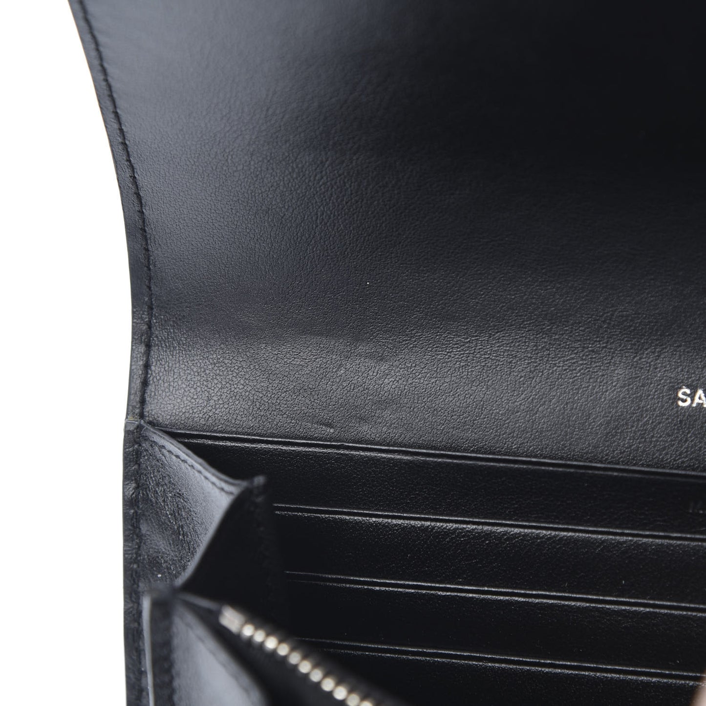 Calfskin Crocodile Embossed Monogram Flap Wallet Black