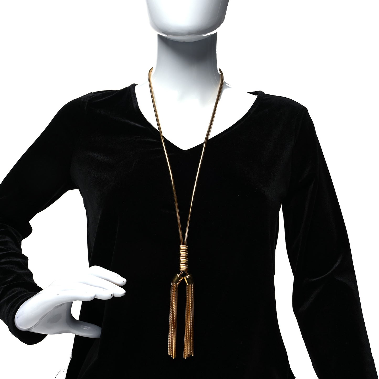 Brass Double Tassel Necklace Gold