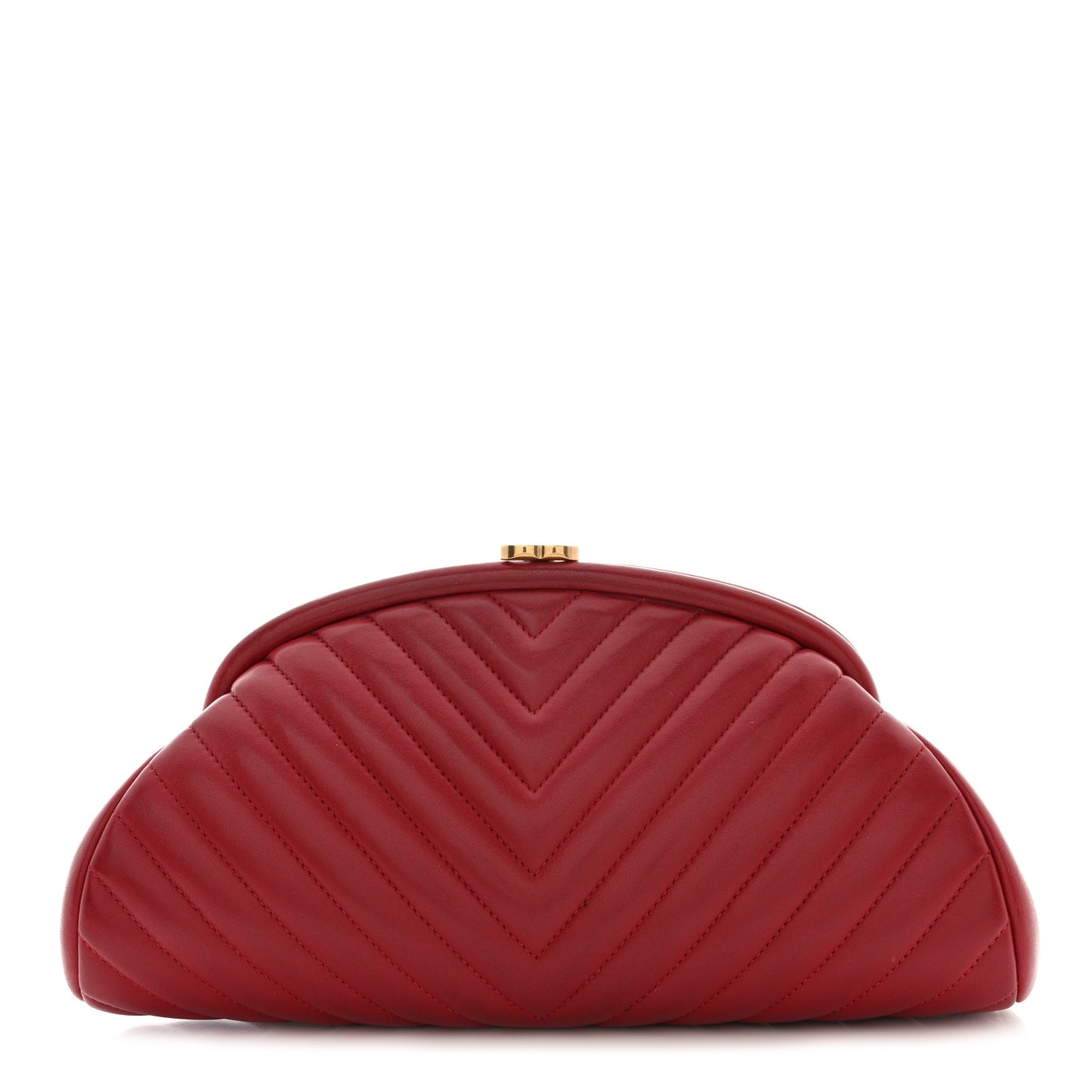 Lambskin Chevron Quilted Timeless Clutch Red