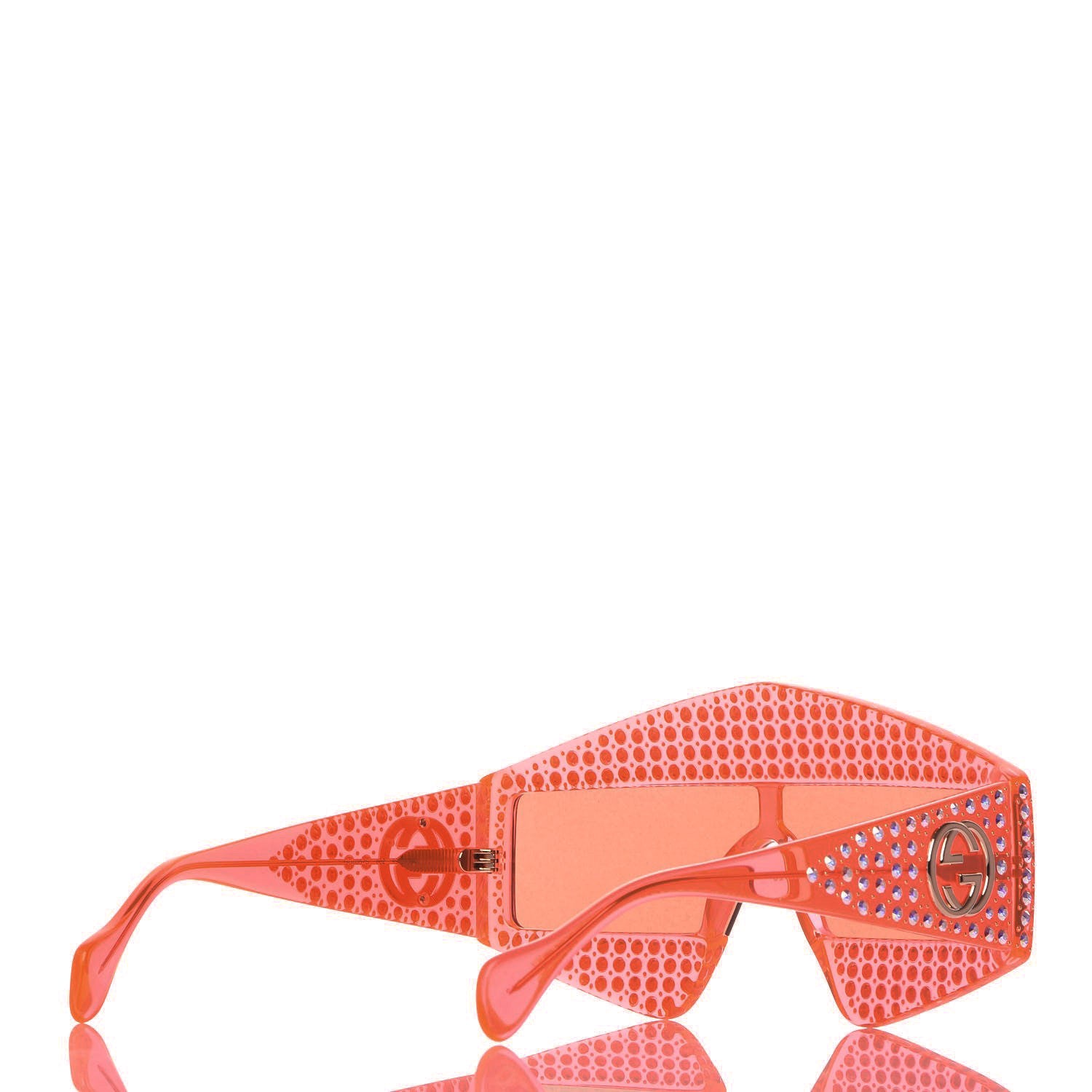Gucci Crystal Rectangular Frame Sunglasses GG0357S Orange 4 of 7