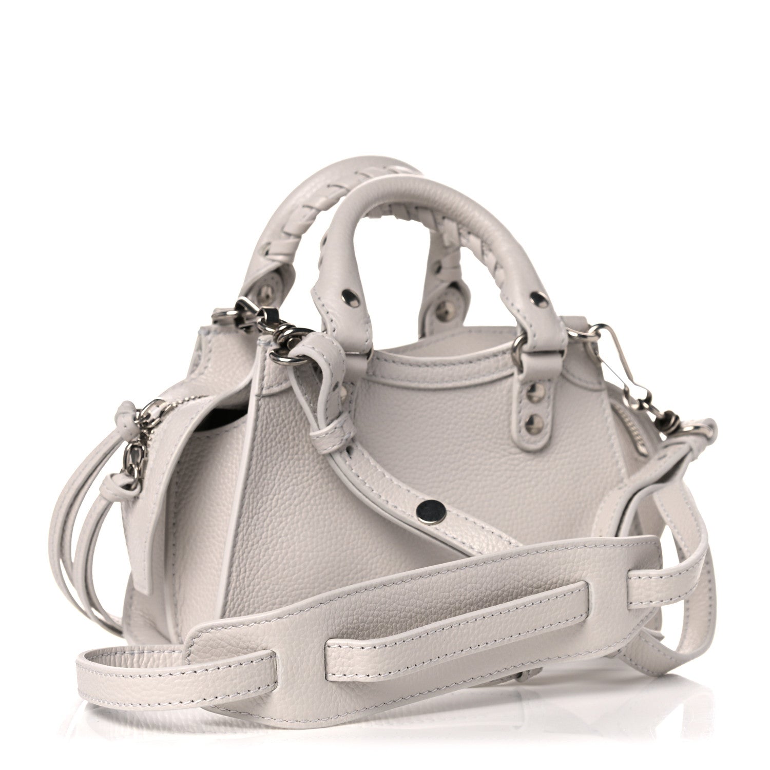 Balenciaga Grained Calfskin Neo Classic Silver Hardware Nano City Crossbody Chalky White 2 of 7