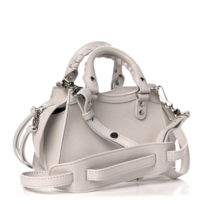 Balenciaga Grained Calfskin Neo Classic Silver Hardware Nano City Crossbody Chalky White 2 of 7