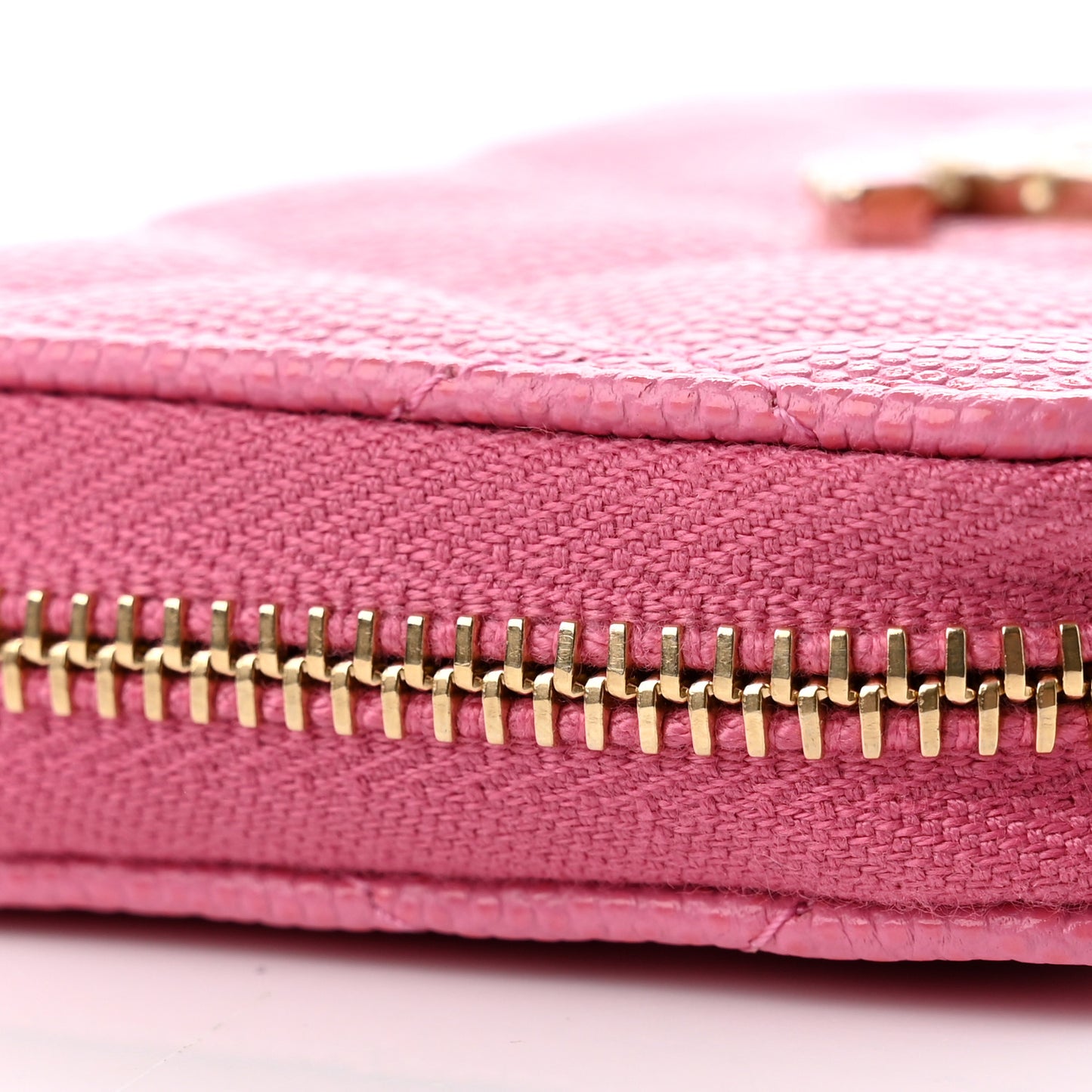 Caviar Quilted Enamel CC Zip Around Coin Purse Pink