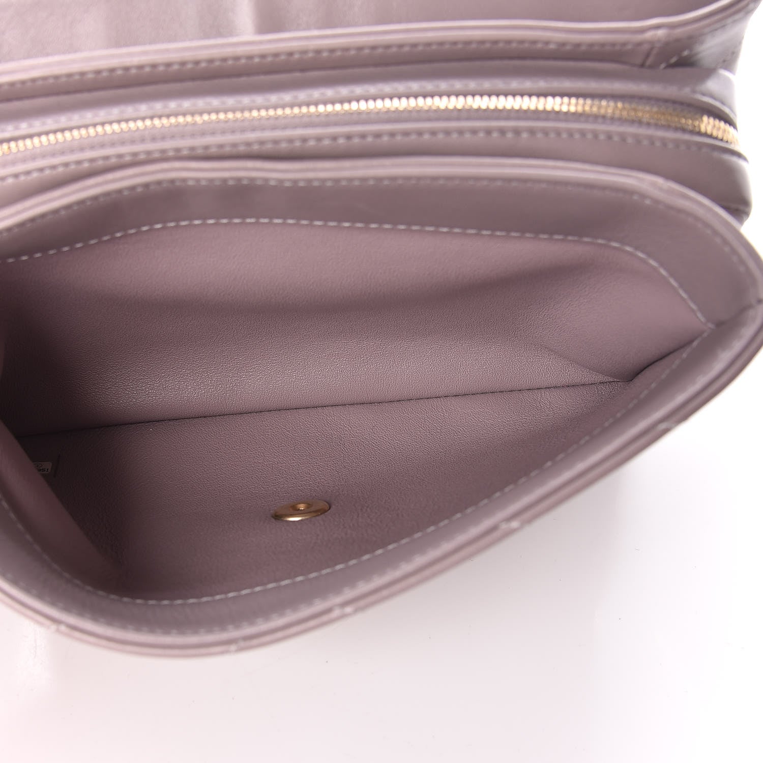 Chanel Lambskin Chevron Stitched Medium Envelope Flap Light Grey 7 of 13