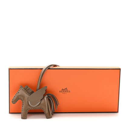 Hermes Milo Lambskin Grigri Rodeo Pegase Horse Bag Charm PM Etoupe 3 of 5