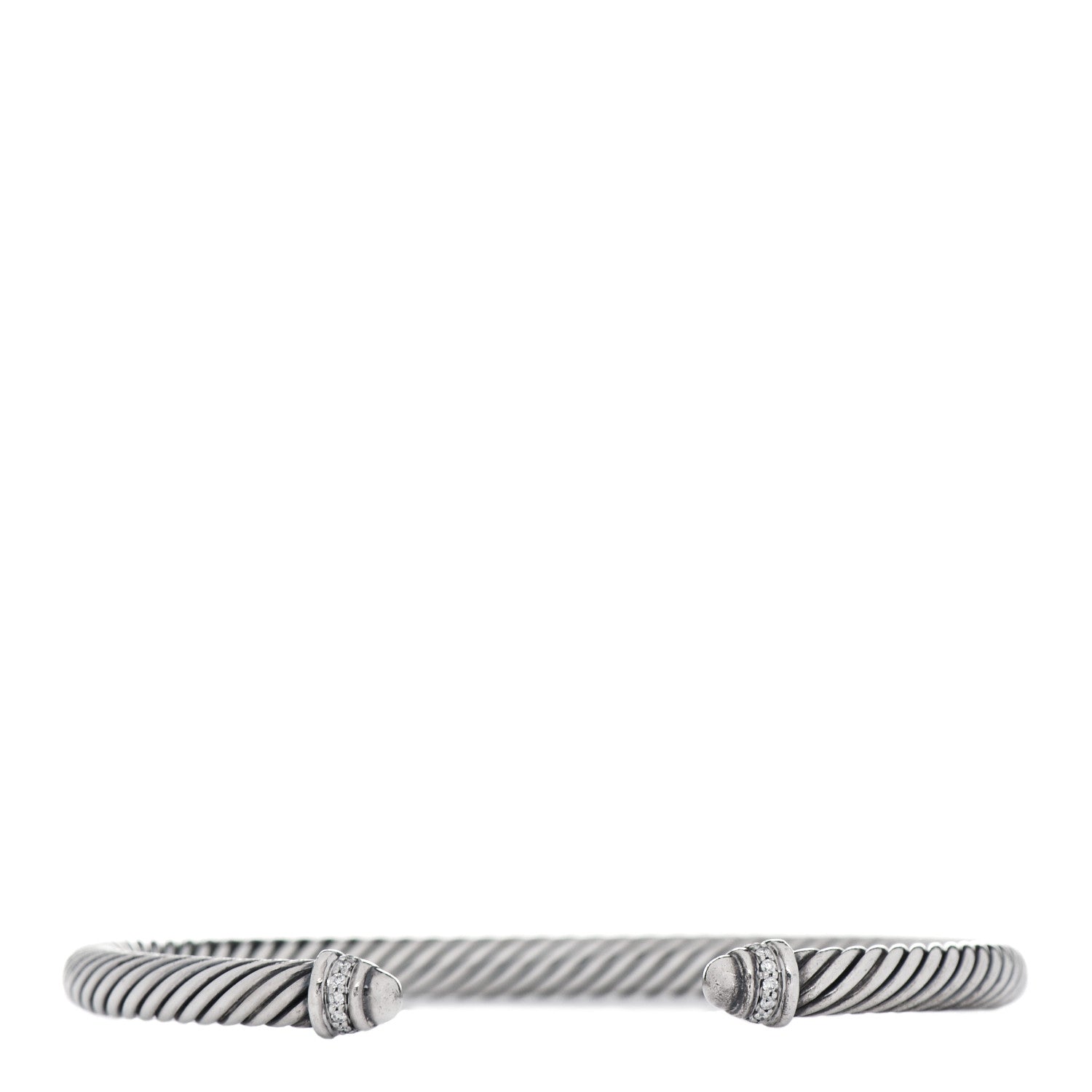 David Yurman Sterling Silver Diamond 5mm Cable Classics Dome Bracelet 1 of 4