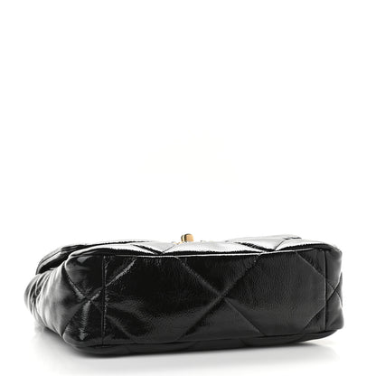 Chanel Shiny Crumpled Calfskin Quilted Medium Chanel 19 Flap Black 4 of 9