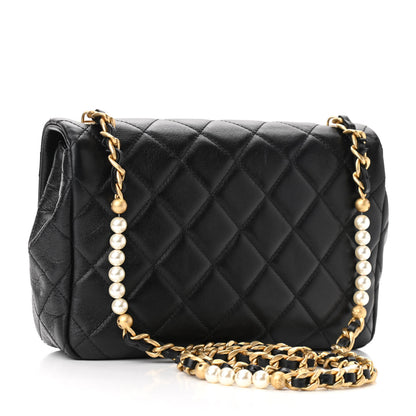 Chanel Glazed Calfskin Quilted Pearl Side Flap Black 3 of 10