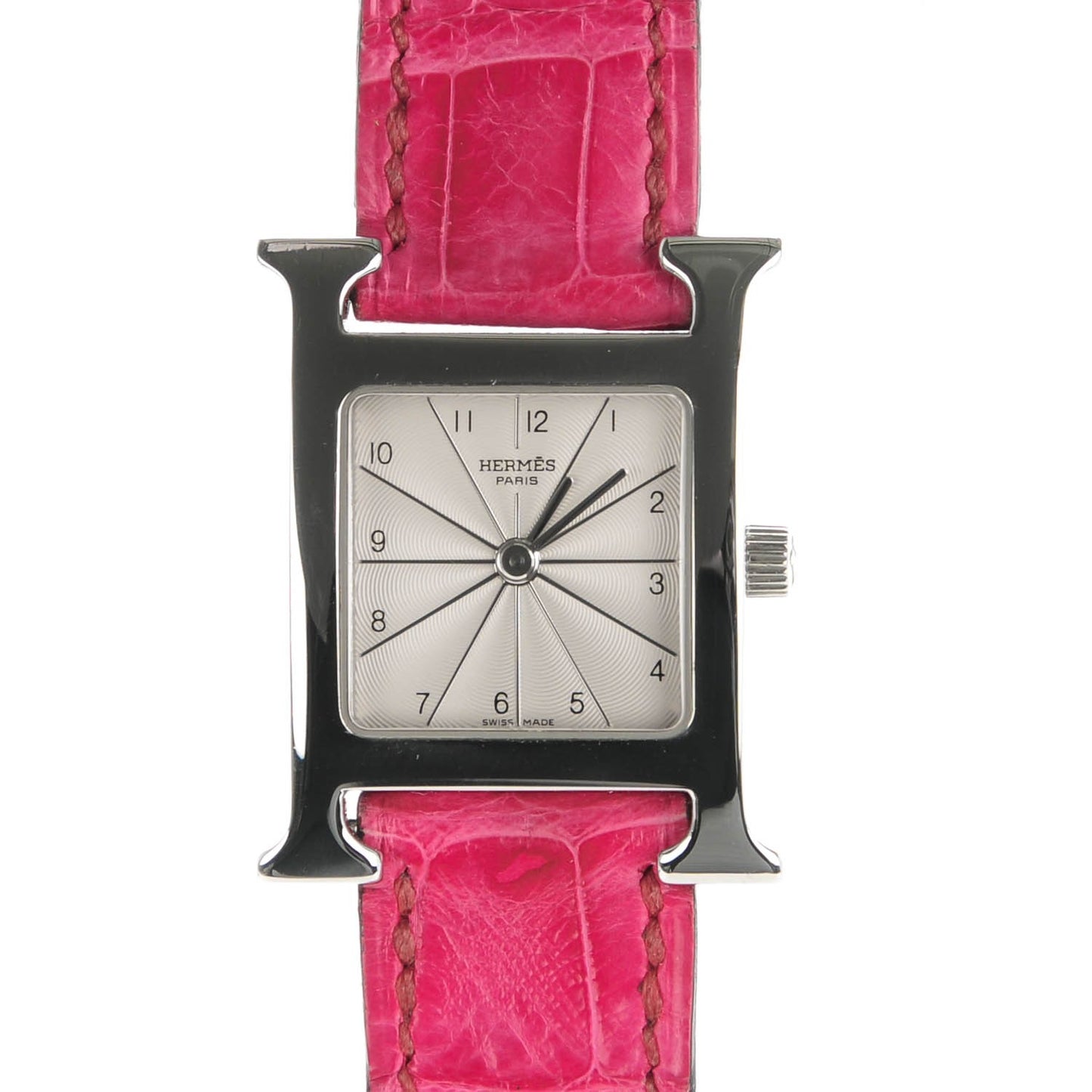 Stainless Steel Alligator 21mm Heure H Hour Quartz Watch Framboise