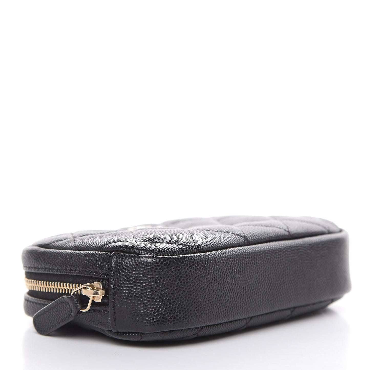 Caviar Quilted Small Curvy Pouch Cosmetic Case Black