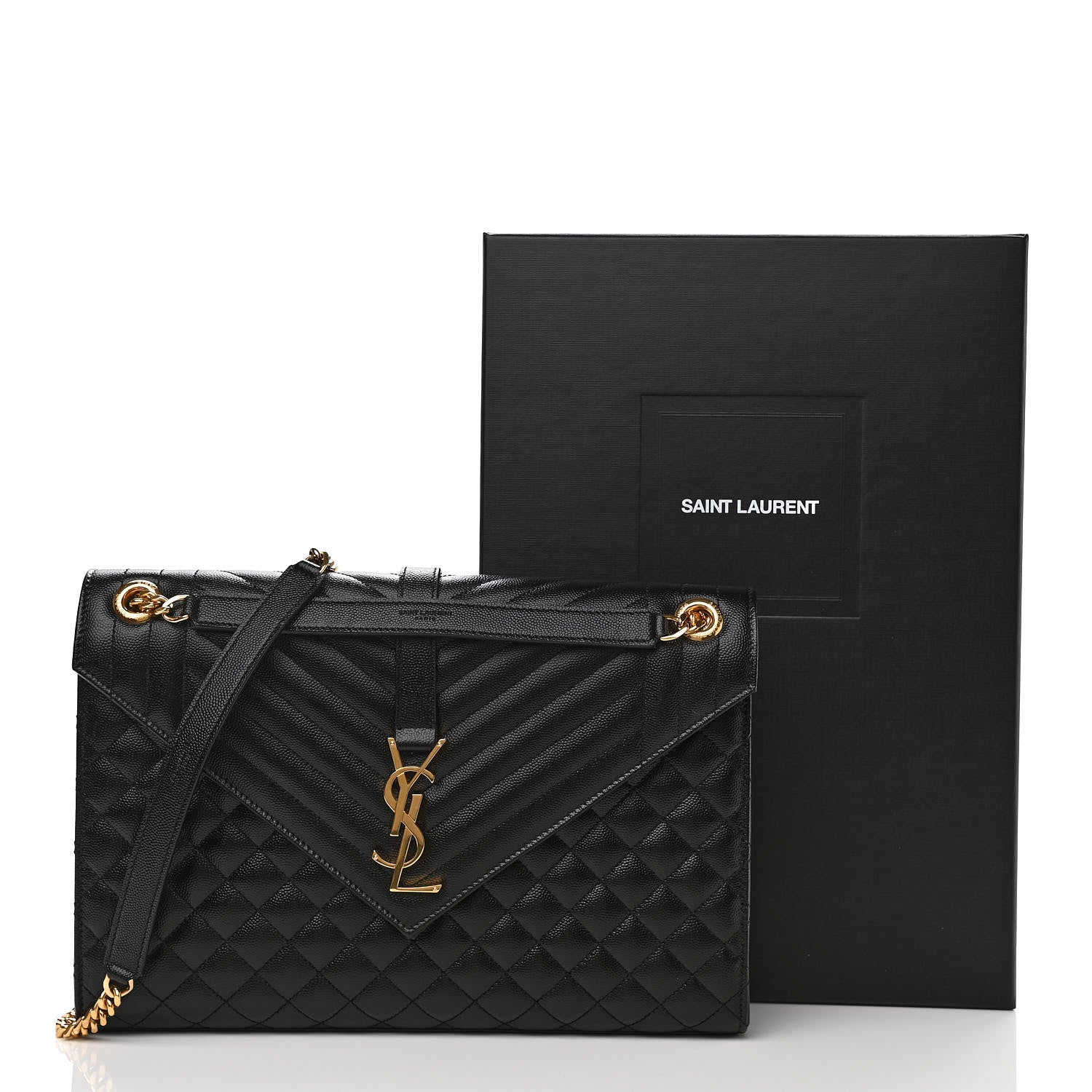 Saint Laurent Grain De Poudre Textured Mixed Matelasse Large Triquilt Monogram Satchel Black 12 of 12