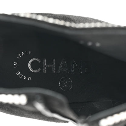 Chanel Suede Grosgrain Crystal Star Short Boots 38.5 Black 7 of 8