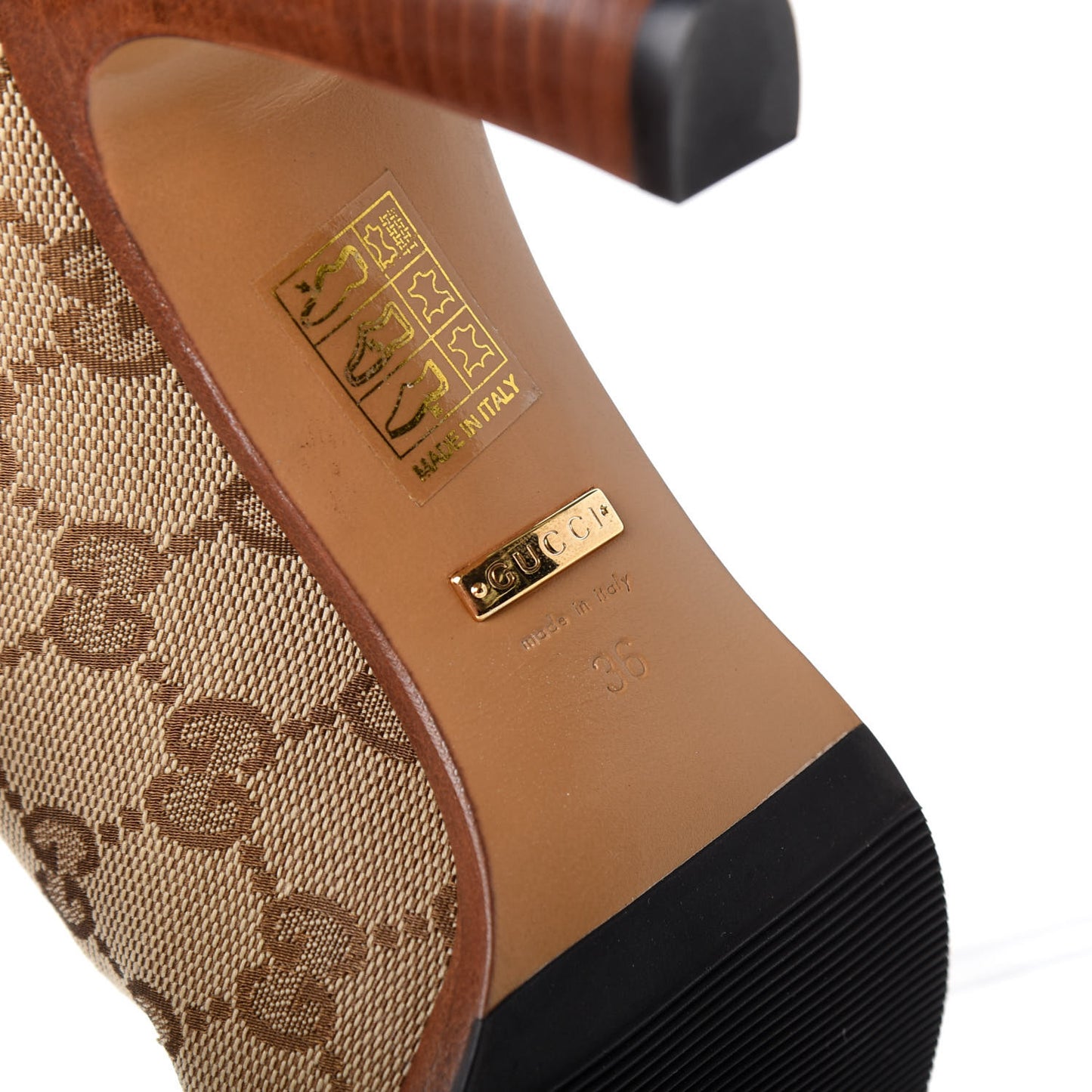 Monogram Lisa Mid Heel Boots 36 Beige Ebony