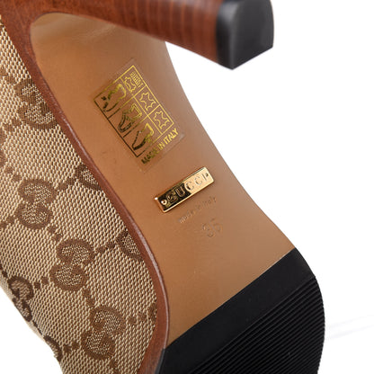 Gucci Monogram Lisa Mid Heel Boots 36 Beige Ebony 8 of 10