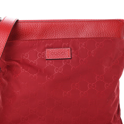 Gucci Nylon Monogram Dollar Calfskin Flat Messenger Bag Vibrant Red 8 of 10