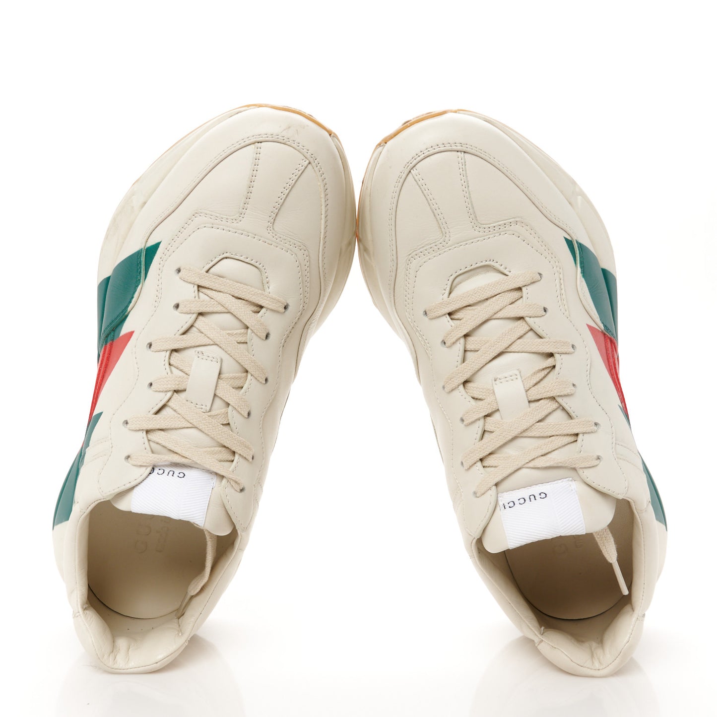 Calfskin Web Printed Mens Rhyton Sneakers 8 Mystic White