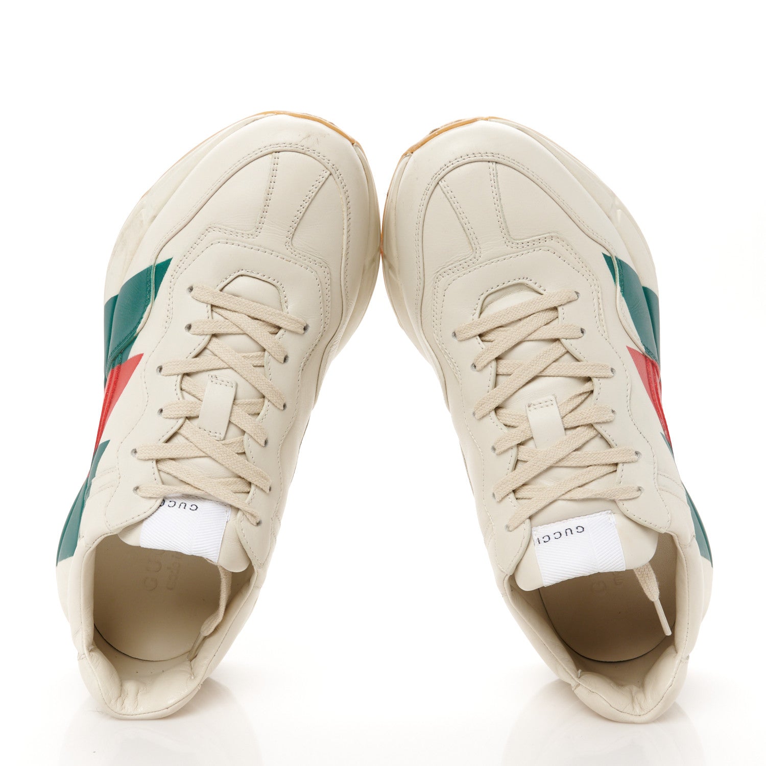 Gucci Calfskin Web Printed Mens Rhyton Sneakers 8 Mystic White 2 of 12