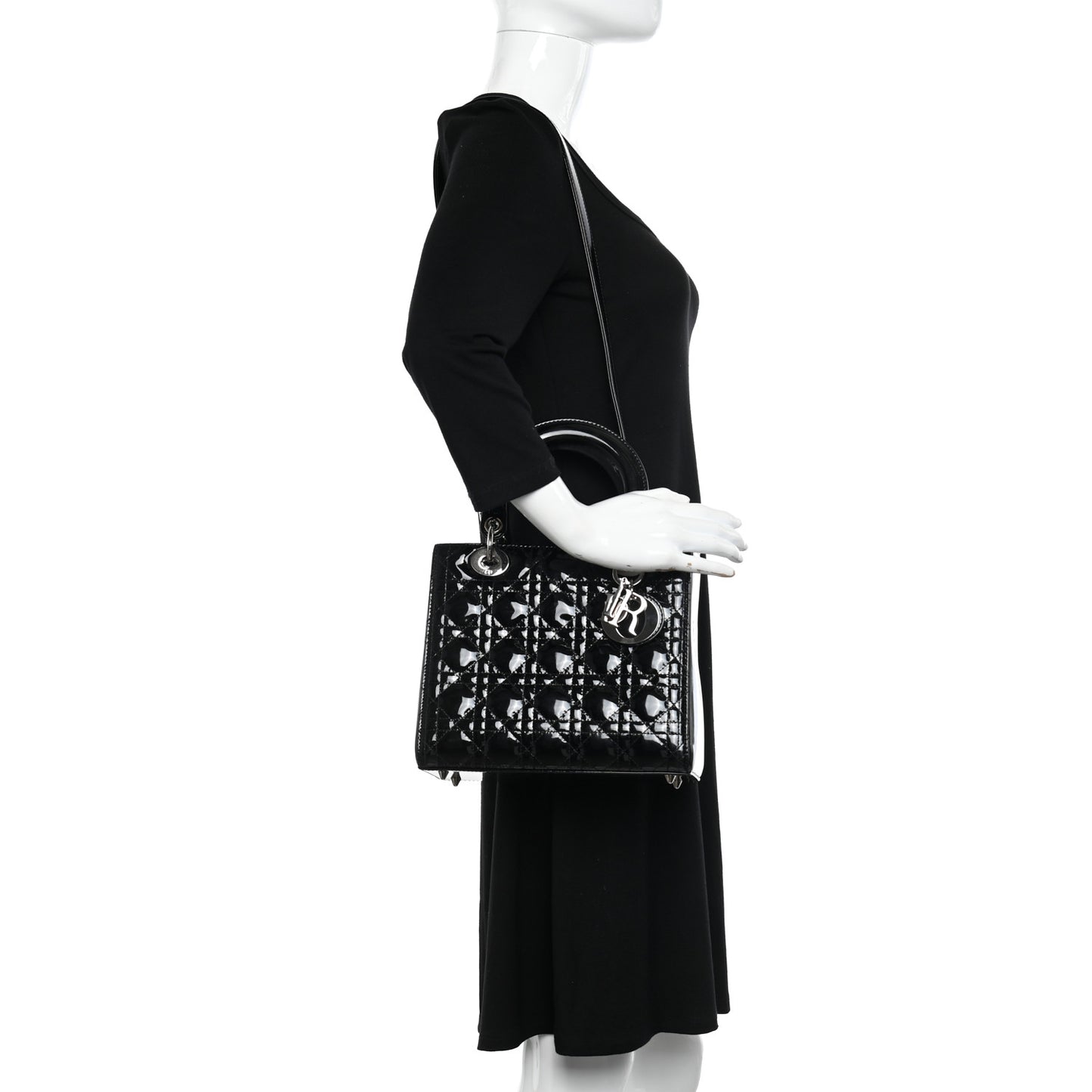 Patent Cannage Medium Lady Dior Black