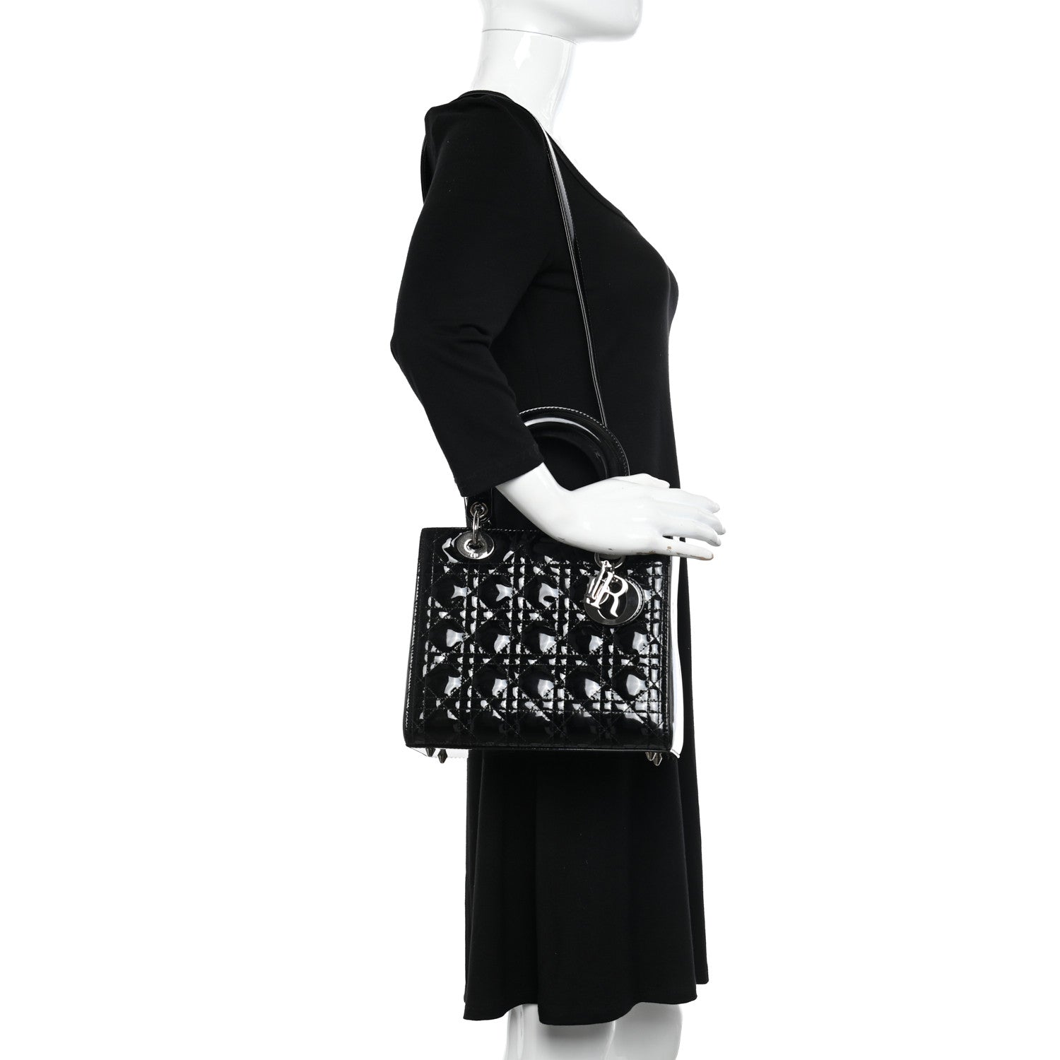Christian Dior Patent Cannage Medium Lady Dior Black 3 of 11